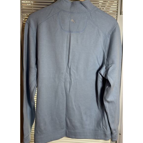 Tommy Bahama Men’s Reversible 1/4 Zip Pull Over Sweater light Blue /Light Gray M - Picture 7 of 9